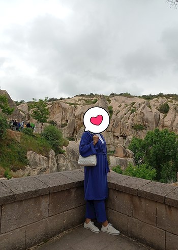 Lacivert Uzun Drapeli Kadın Kimono
