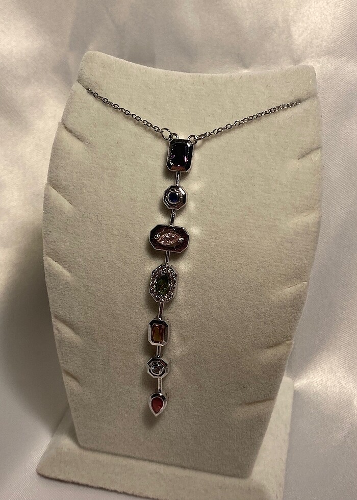 Silver Renk Taşlı Y Kolye İLAN İSTEYİNİZ - Görsel 2