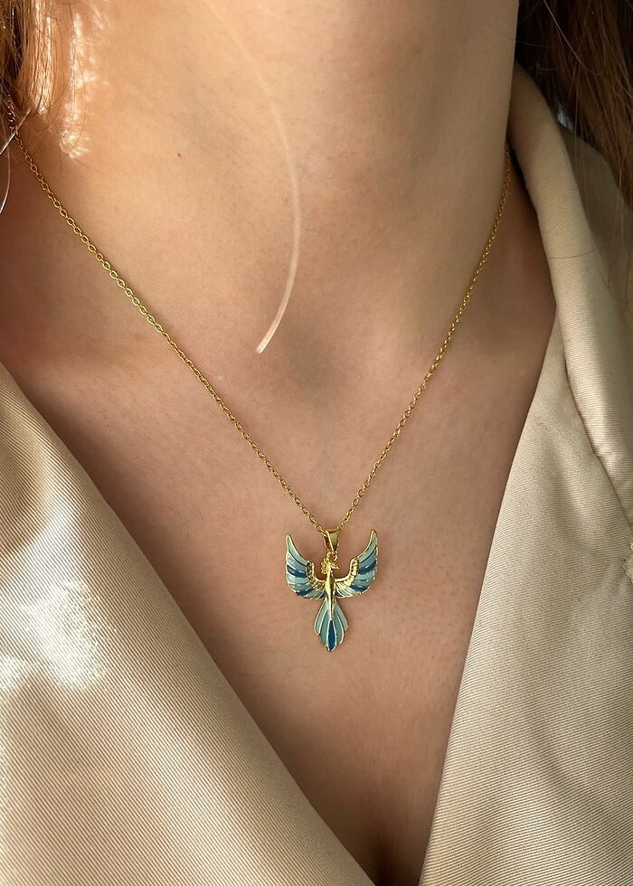 Turkuaz Mineli Anka Kolye - Görsel 2