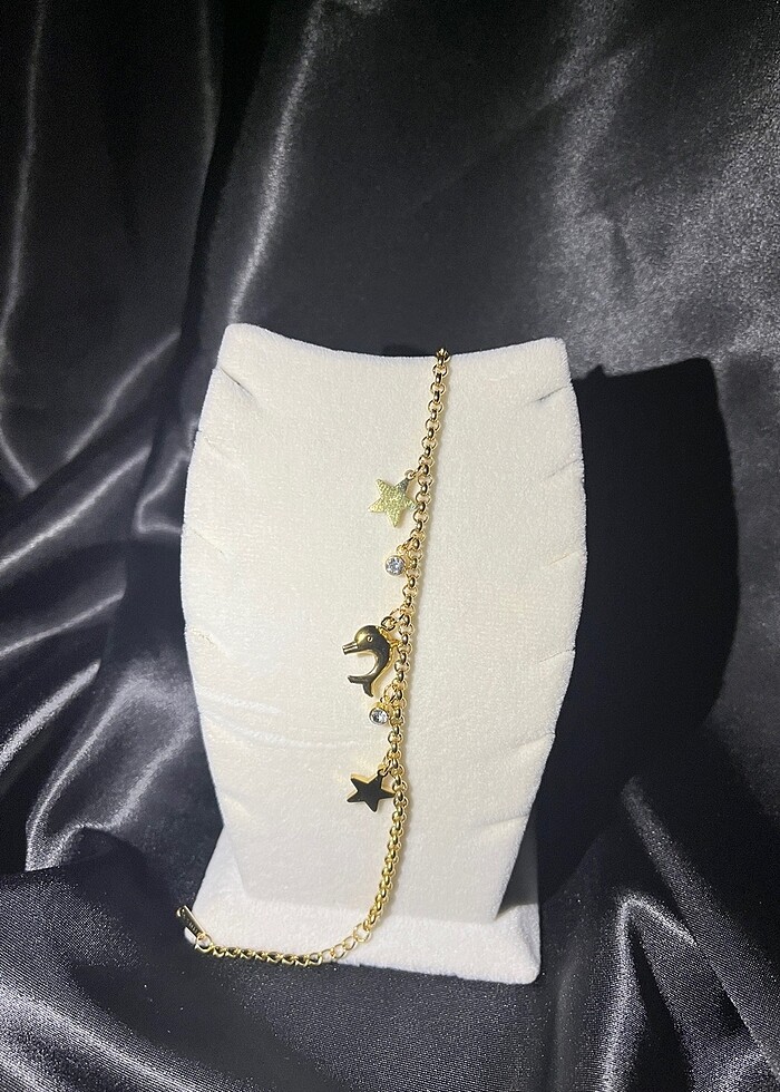 gold yunus balıklı çelik bileklik - Görsel 3