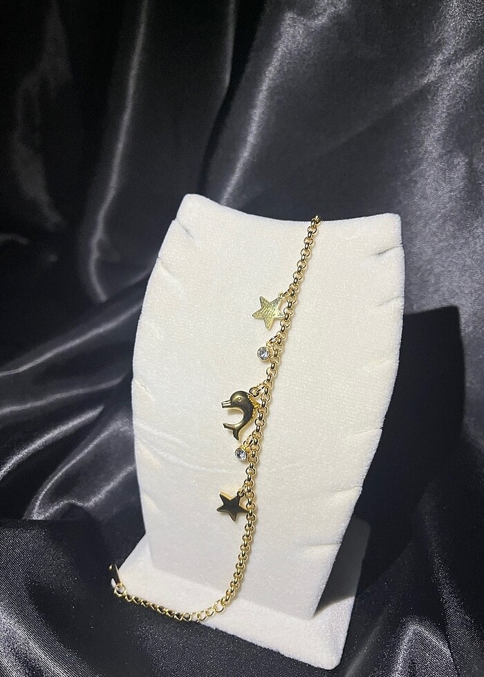 gold yunus balıklı çelik bileklik - Görsel 4