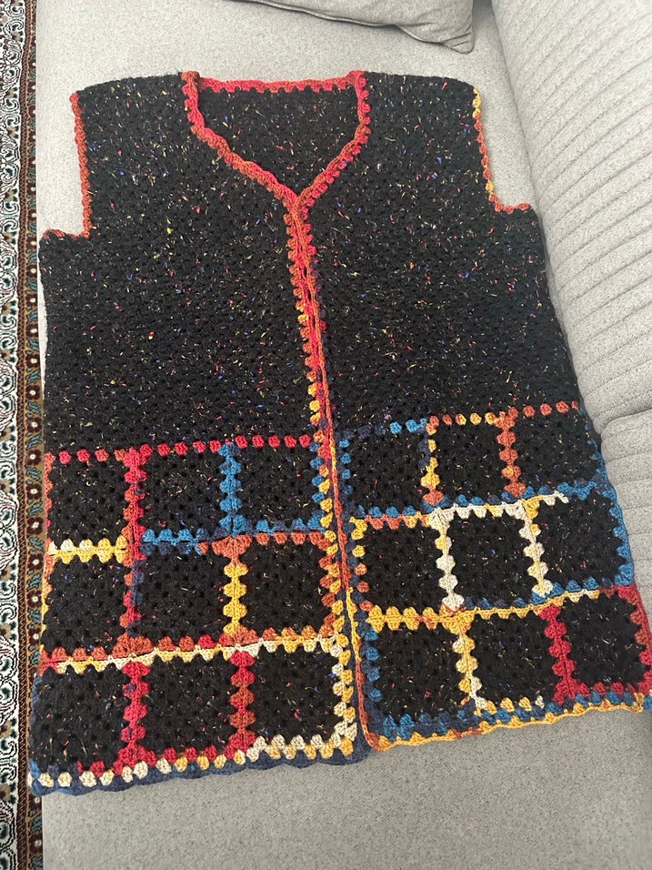 Bohem Çok Renkli Örgü Kadın Yelek - Görsel 2