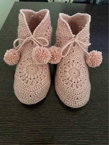 Örgü kadın çocuk erkek panduf patik ev ayakkabısı - Görsel 9