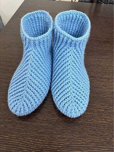 Örgü kadın çocuk erkek panduf patik ev ayakkabısı - Görsel 10