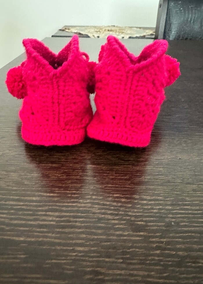 Örgü kadın çocuk erkek panduf patik ev ayakkabısı - Görsel 4