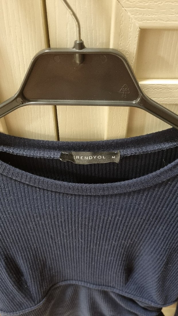 Lacivert Crop Örme Bluz - Görsel 2