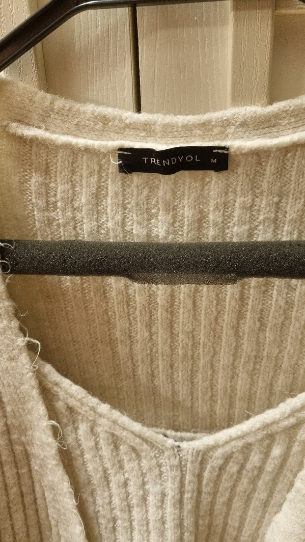 Ekru Crop Bluzlu Triko Hırka - Görsel 3