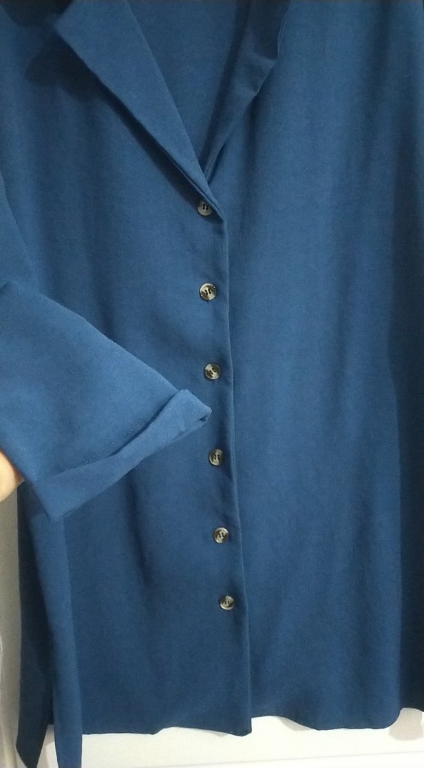 Düğmeli mavi ceket gömlek mevsimlik - Görsel 3