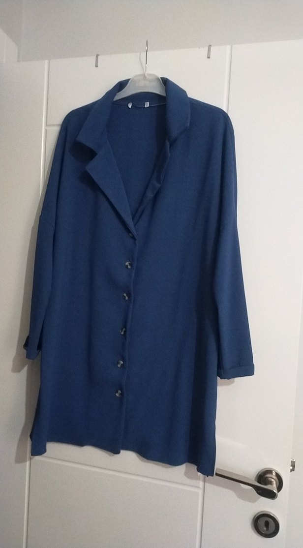 Düğmeli mavi ceket gömlek mevsimlik - Görsel 2