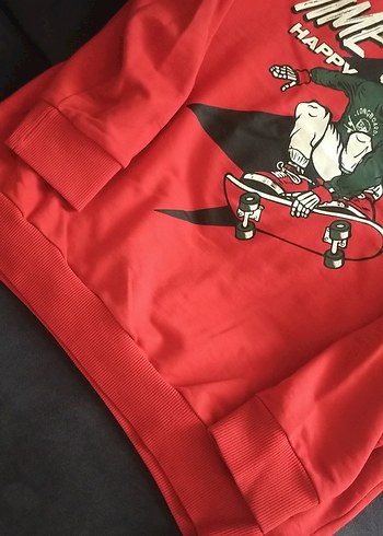 Erkek Çocuk Kırmızı Baskılı Sweatshirt - Görsel 3
