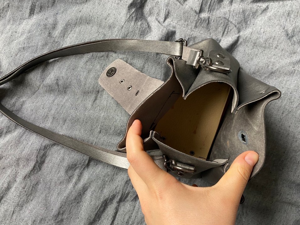 Tokalı Gri Deri Kadın Çanta - Görsel 2