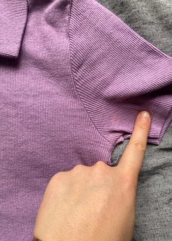 Mor Fermuarlı Polo Tişört - Görsel 2