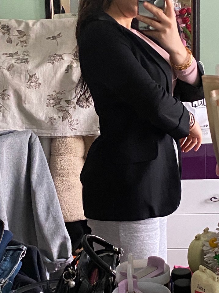 Siyah Kadın Ofis Blazeri, Normal Boy, Uzun Kollu - Görsel 5