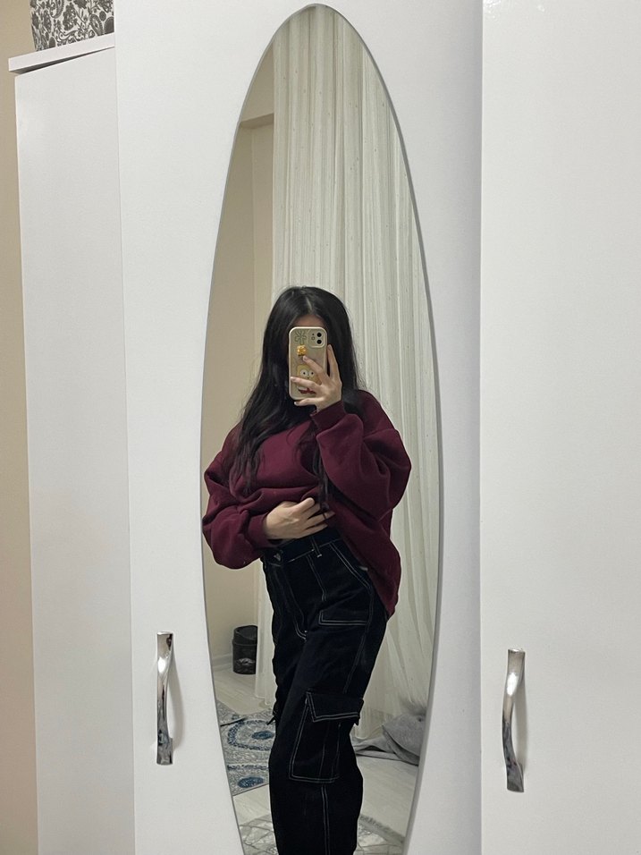 Siyah Loose Fit Kadın Denim Pantolon - Görsel 2