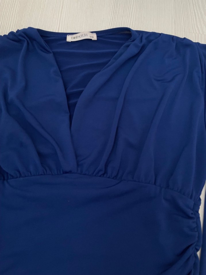 Lacivert Drapeli V Yakalı Kadın Bluz - Görsel 2
