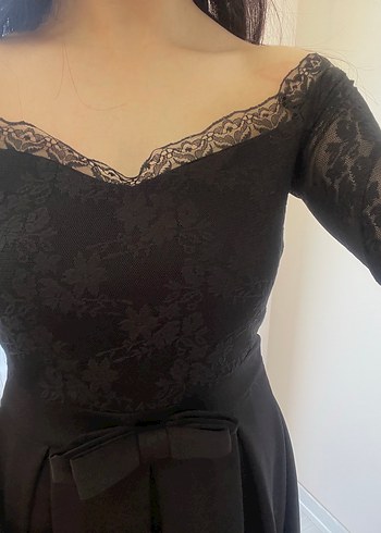 Kemer Detaylı Siyah Midi Gotik Elbise - Görsel 4