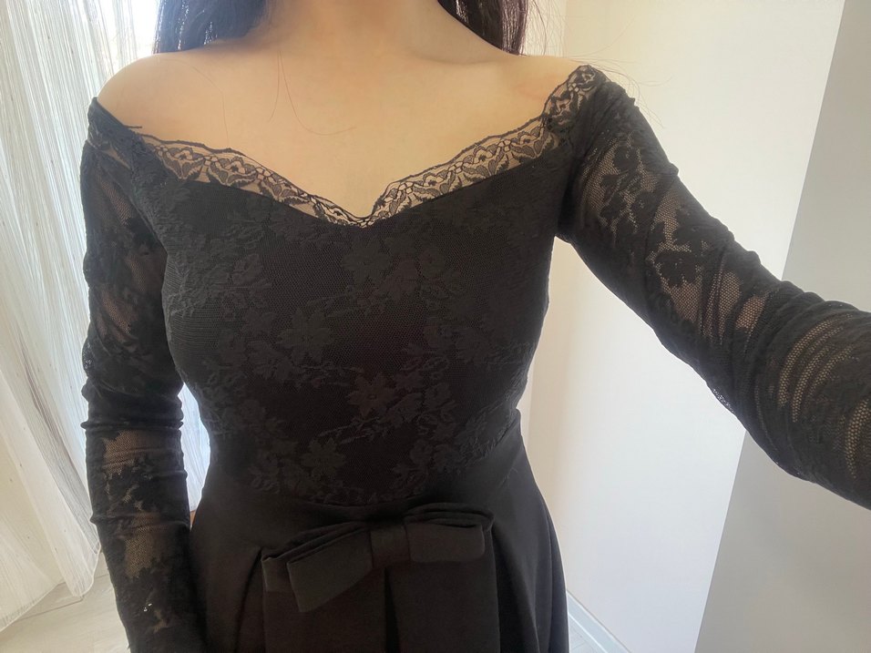 Kemer Detaylı Siyah Midi Gotik Elbise - Görsel 4