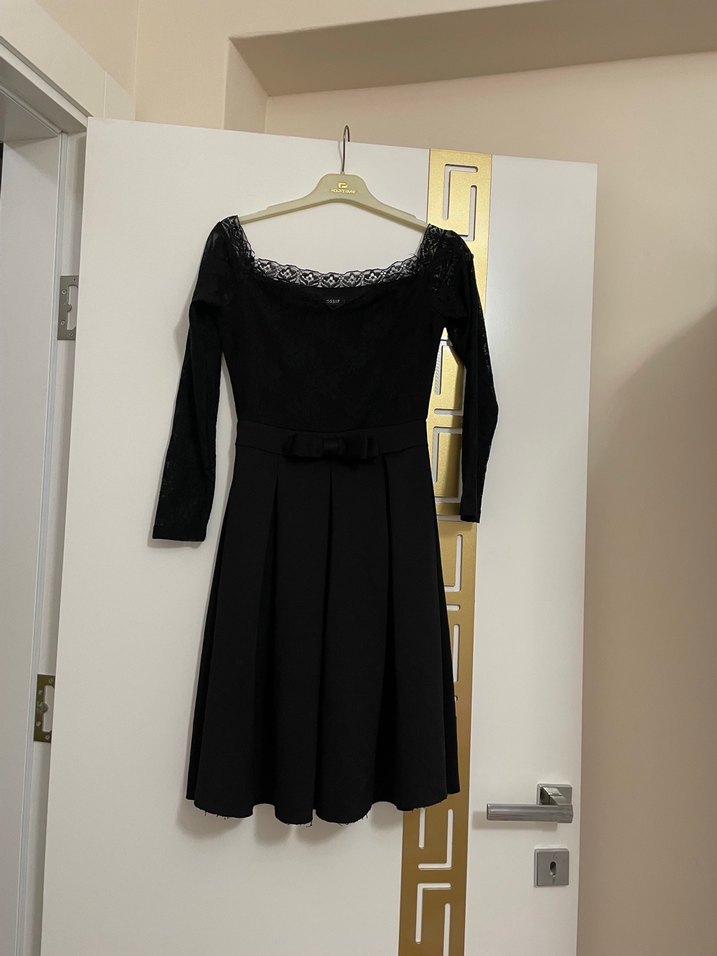 Kemer Detaylı Siyah Midi Gotik Elbise - Görsel 3