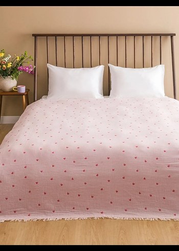 Lcw home cift kisilik Pembe Puantiyeli Yatak Örtüsü - Görsel 2