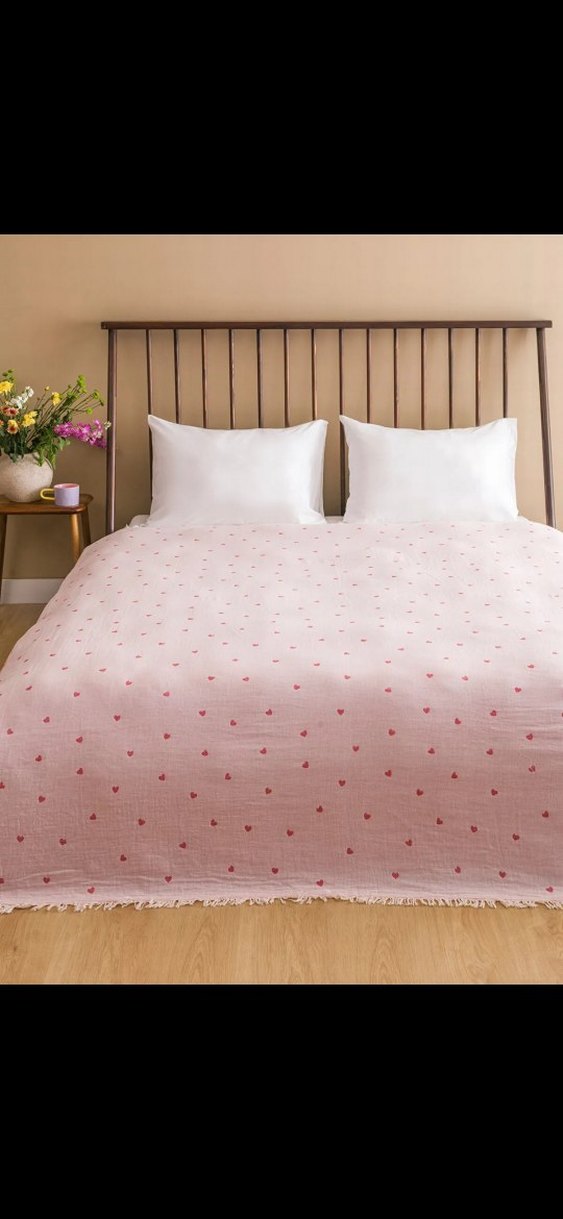 Lcw home cift kisilik Pembe Puantiyeli Yatak Örtüsü - Görsel 2