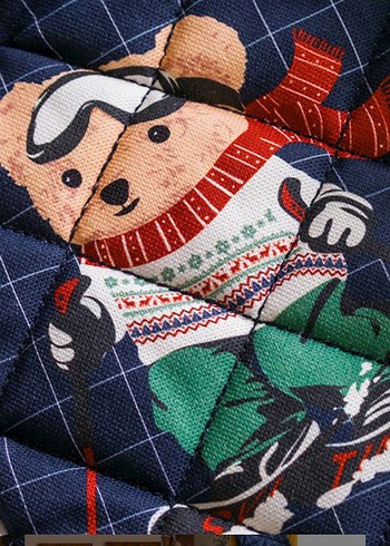 Koyu Mavi Nakışlı Fırın Eldiveni Seti - Görsel 4