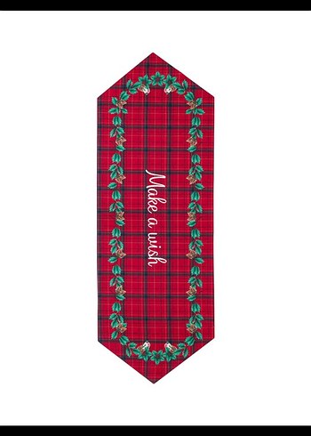 Kırmızı Nakışlı Kareli Masa Örtüsü - Görsel 4