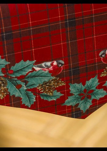 Kırmızı Nakışlı Kareli Masa Örtüsü - Görsel 6