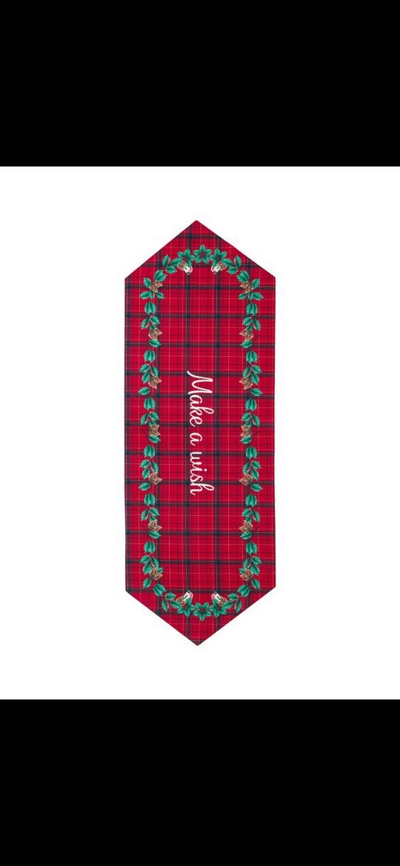 Kırmızı Nakışlı Kareli Masa Örtüsü - Görsel 4