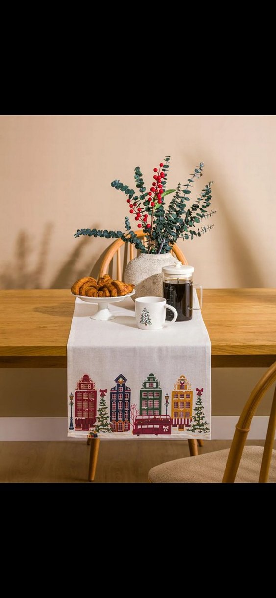 Nakışlı Bohem Beyaz Masa Örtüsü - Görsel 2