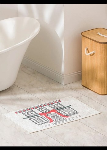 Beyaz Baskılı Banyo Paspası - Görsel 2