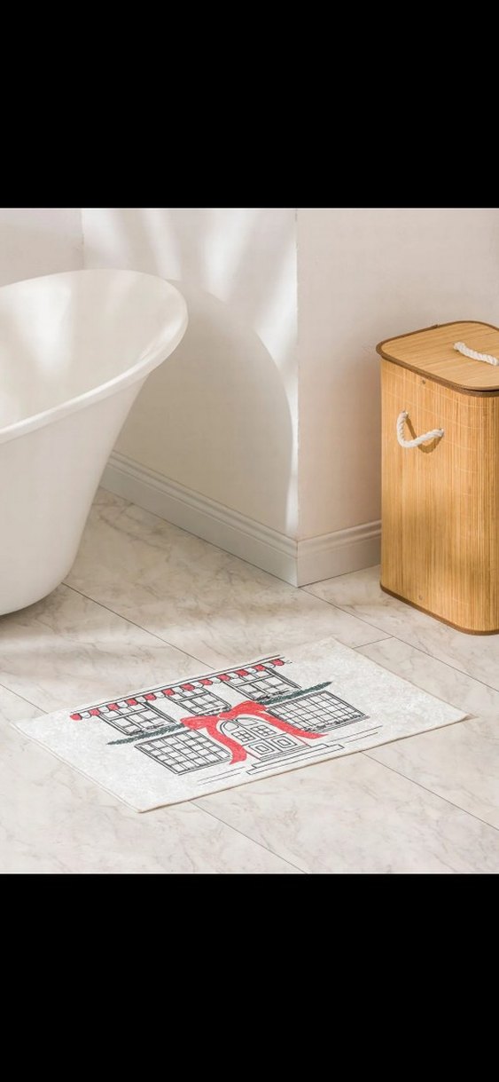 Beyaz Baskılı Banyo Paspası - Görsel 2