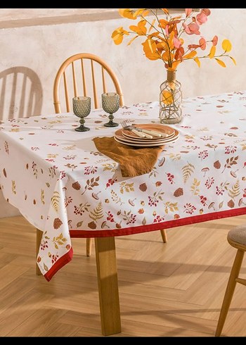 Bordo Çiçek Desenli Bohem Masa Örtüsü - Görsel 2