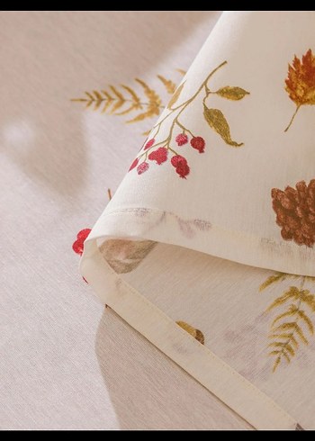 Bordo Çiçek Desenli Bohem Masa Örtüsü - Görsel 4