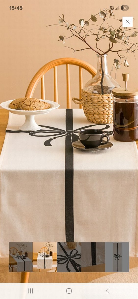 Beyaz Baskılı Modern Masa Örtüsü - Görsel 5