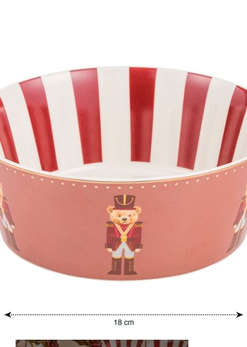 Kırmızı Çizgili Ayıcık Desenli Kase - Görsel 5