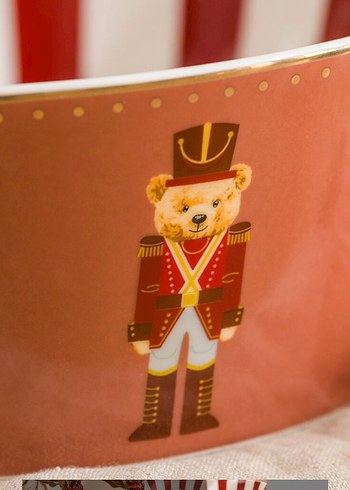 Kırmızı Çizgili Ayıcık Desenli Kase - Görsel 4