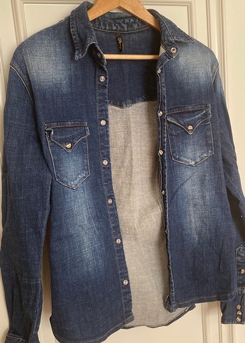 38 Beden Mavi Denim Düğmeli Kadın Gömlek ceket
