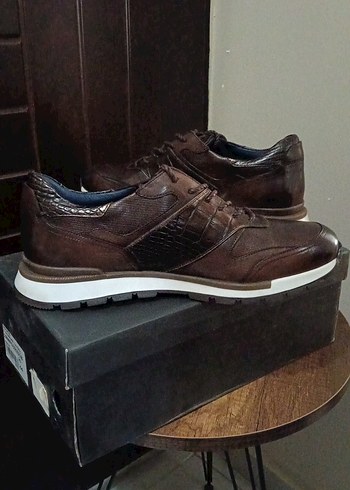 Kahverengi Deri Bağcıklı Erkek Günlük Sneaker Ayakkabı - Görsel 8