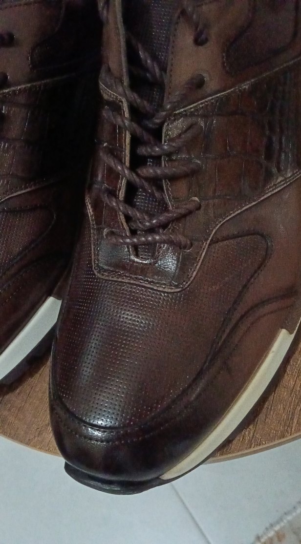 Kahverengi Deri Bağcıklı Erkek Günlük Sneaker Ayakkabı - Görsel 5