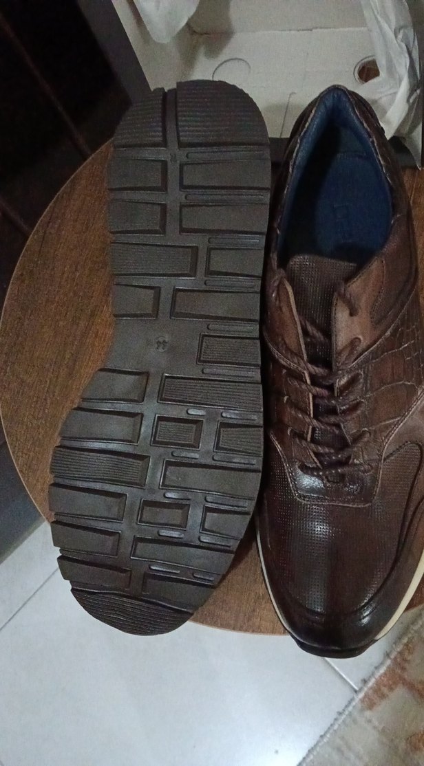 Kahverengi Deri Bağcıklı Erkek Günlük Sneaker Ayakkabı - Görsel 3