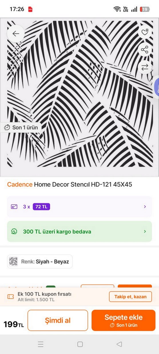 Cadence Yaprak Desenli Stencil - Görsel 4