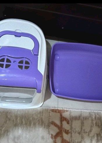 Mor Kapaklı kapalı Kedi Tuvaleti Kutusu - Görsel 2