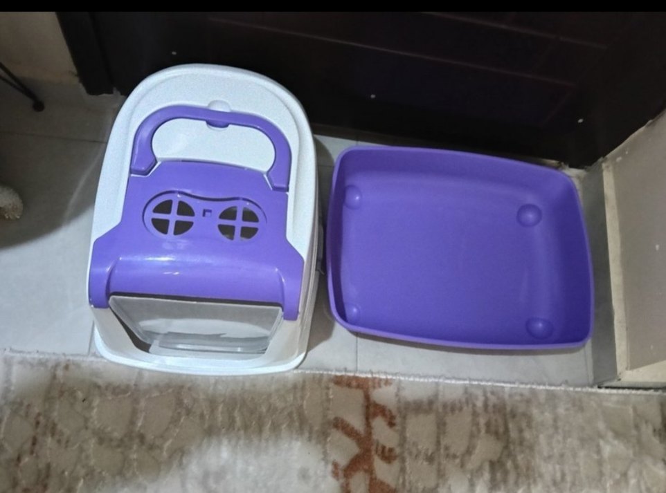 Mor Kapaklı kapalı Kedi Tuvaleti Kutusu - Görsel 2