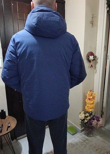 Erkek Lacivert yeşil çift taraflı Kapüşonlu Günlük Mont - Görsel 3