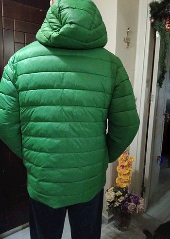 Erkek Lacivert yeşil çift taraflı Kapüşonlu Günlük Mont - Görsel 6