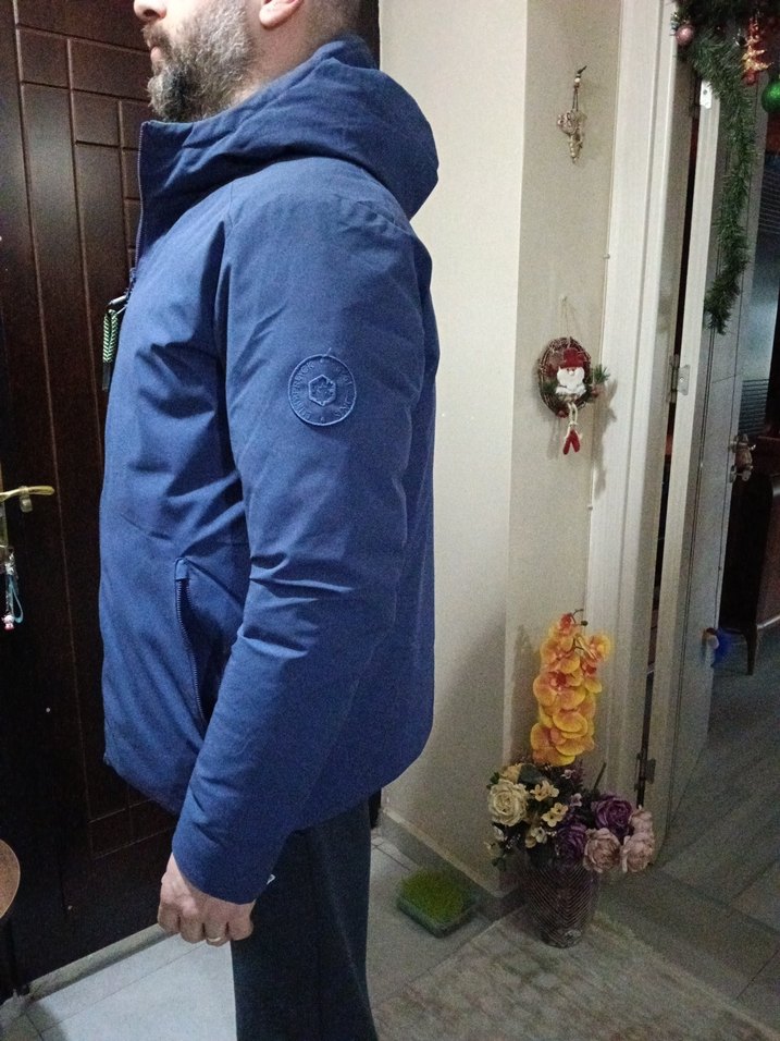 Erkek Lacivert yeşil çift taraflı Kapüşonlu Günlük Mont - Görsel 2