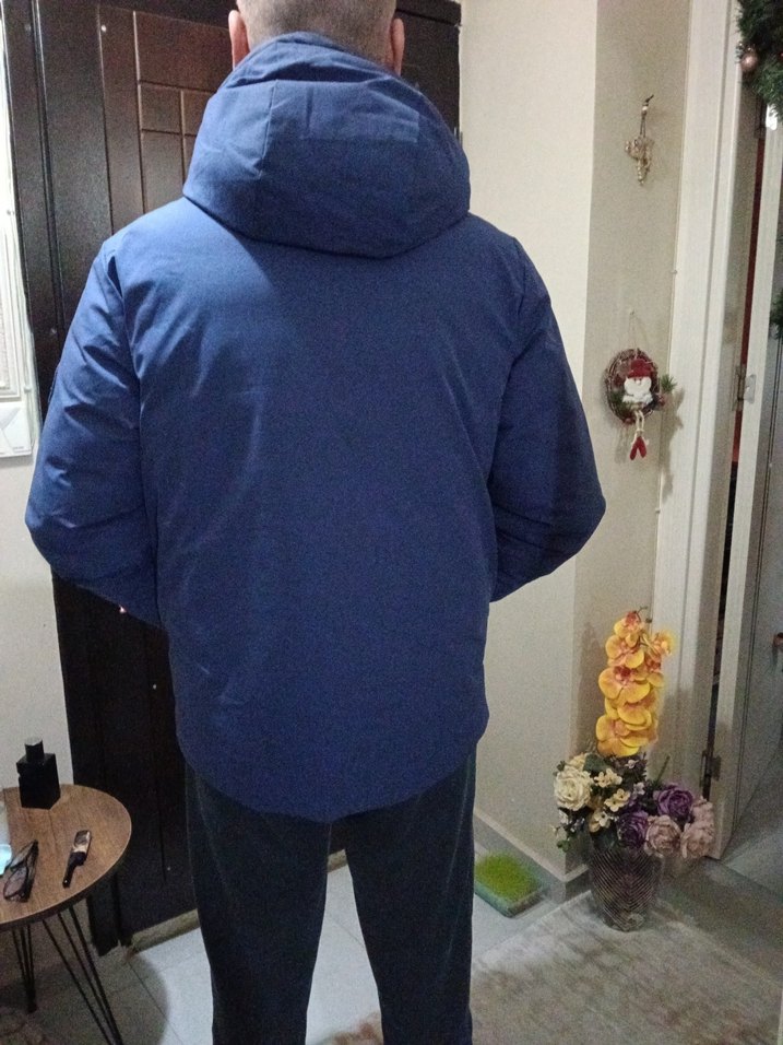 Erkek Lacivert yeşil çift taraflı Kapüşonlu Günlük Mont - Görsel 3