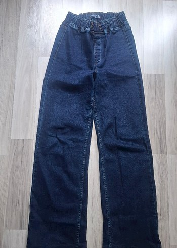 Lacivert Kadın Denim Bol Kesim Pantolon