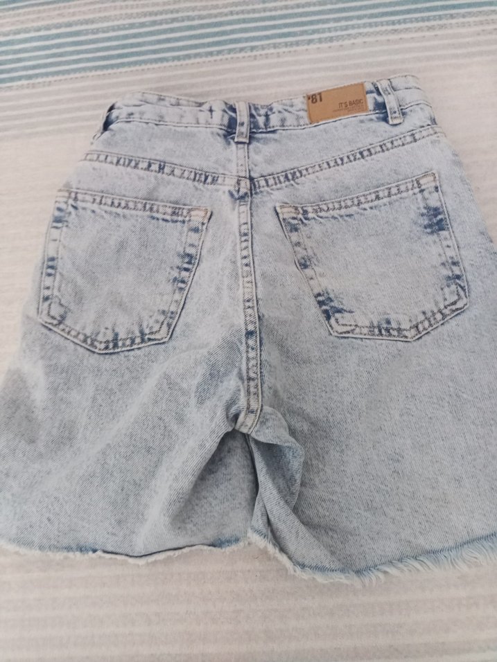 Mavi Mini Kot Şort - Görsel 3