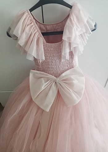 8-10 yaşa uygun pudraFırfırlı Bohem Kabarık abiye - Görsel 5
